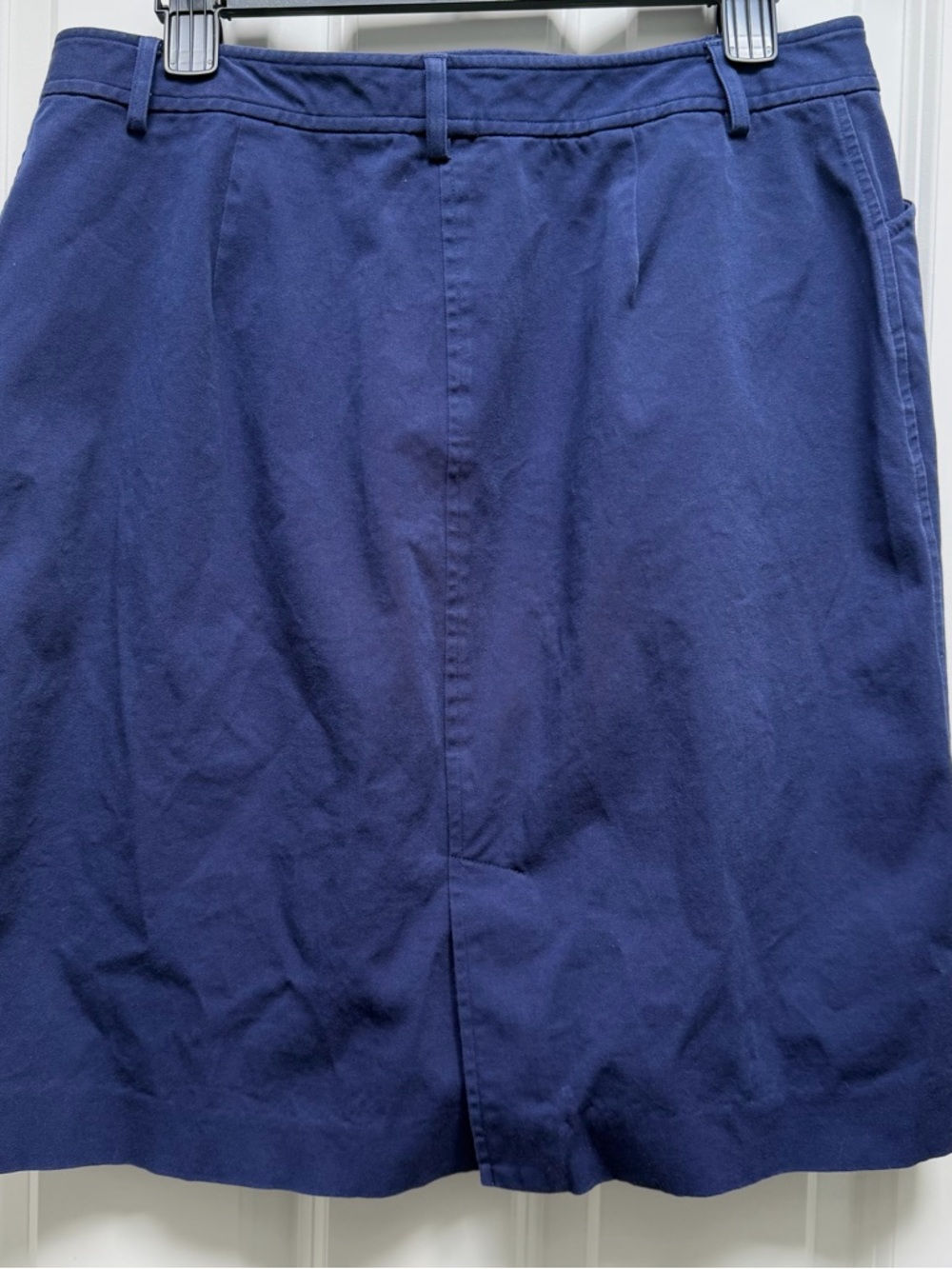 LAUREN RALPH LAUREN KNEE LENGTH PENCIL SKIRT NAVY 10 COTTON SNAP ZIP CLOSURE - Picture 7 of 10